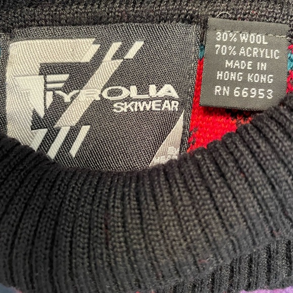 Vintage Tyrolia Skiwear Sweater Turtleneck Geometric Retro Wool Blend Medium - Picture 3 of 7